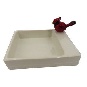Nora Fleming M6 Pearl Dot Napkin Candy Holder Red Winter Songbird Stoneware